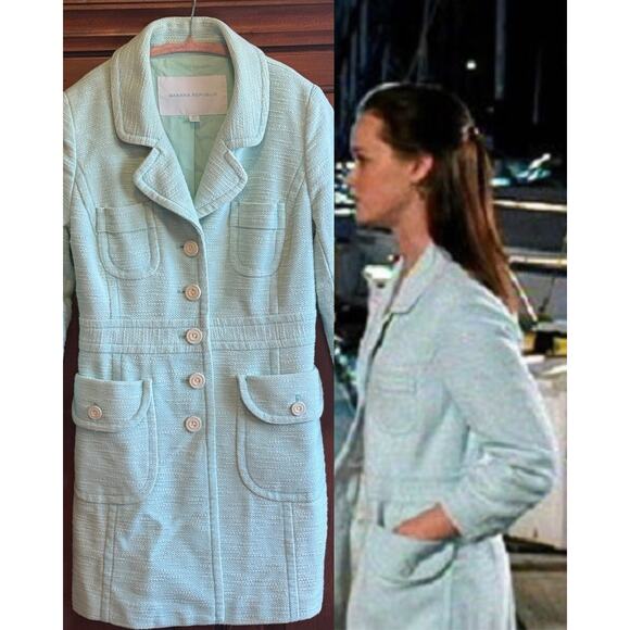 Banana Republic Jackets & Blazers - Vtg‎ Banana Republic Women Aqua Green Coat As Seen On Rory Gilmore Size XS Y2K